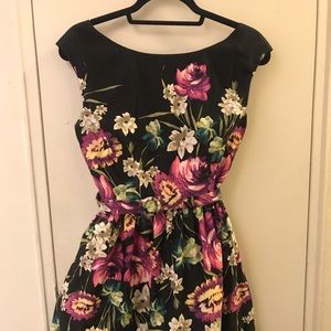 Eliza J Belted Floral Print Fit & Flare Dress